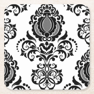 Elegant Vintage Damask Seamless Texture Square Paper Coaster