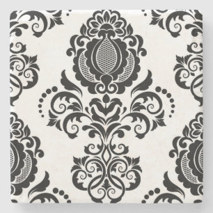 Elegant Vintage Damask Seamless Texture Stone Coaster