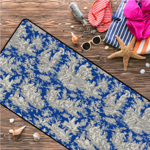 Elegant vintage dark blue toile de jouy  desk mat