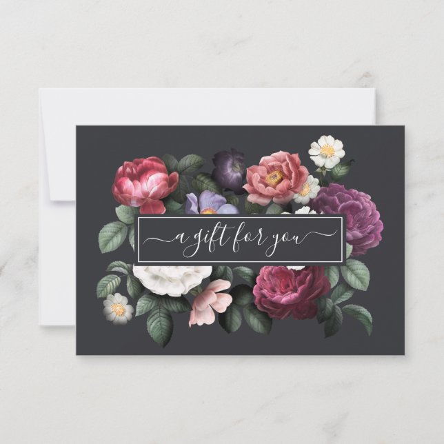 Elegant Vintage Dark Floral | Gift Certificate (Front)