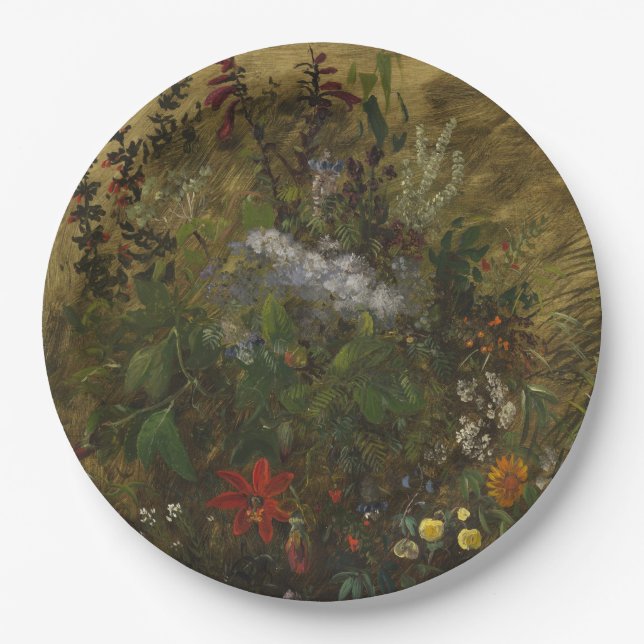 Elegant Vintage Dark Floral  Paper Plate (Front)
