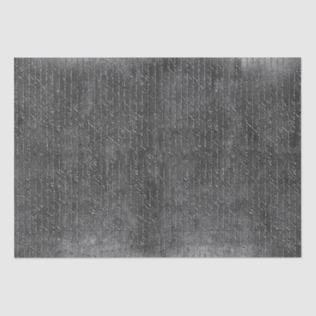 Elegant Vintage Dark Grey Handwritten Letter  Tissue Paper (Front)