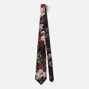 Elegant Vintage Dark Moody Floral Tie