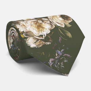 Elegant Vintage Dark Moody Floral Tie