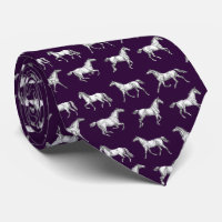 Elegant Vintage Dark Purple Galloping Horses