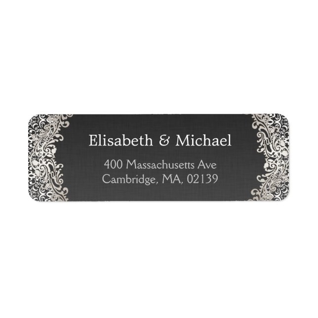 Elegant Vintage Dark Silver Damask Classic Formal (Front)