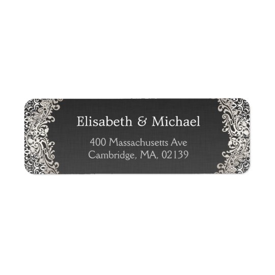 Elegant Vintage Dark Silver Damask Classic Formal Return Address Label