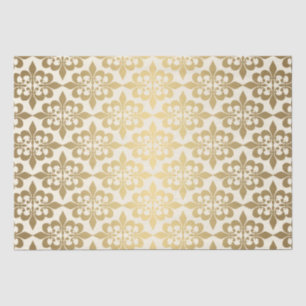Elegant Vintage Decoupage Glowing Gold Damask Tissue Paper