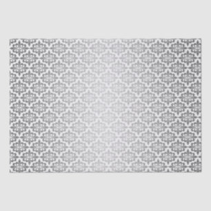 Elegant Vintage Decoupage Glowing Silver Damask Tissue Paper