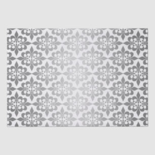 Elegant Vintage Decoupage Glowing Silver Damask Tissue Paper