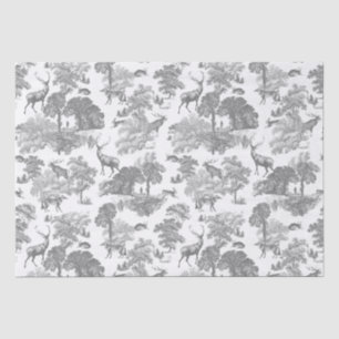 Elegant Vintage Deer Woodland Grey Country Toile Tissue Paper
