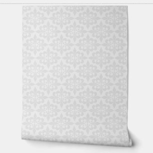 Elegant Vintage Delicate Grey White Damask Wallpaper