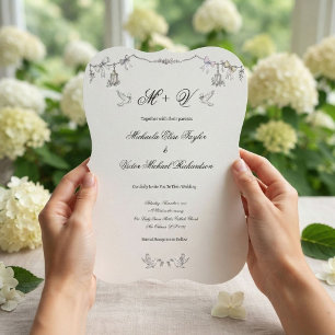 Elegant Vintage Dove Garland Classic White Wedding Invitation