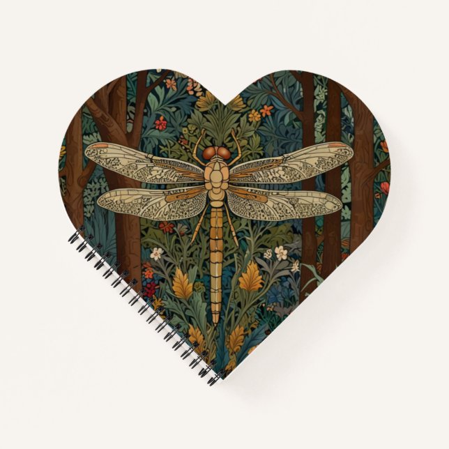 Elegant vintage dragonfly art boho chic botanical  notebook (Front)