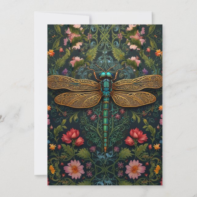 Elegant Vintage dragonfly boho botanical  Invitation (Front)