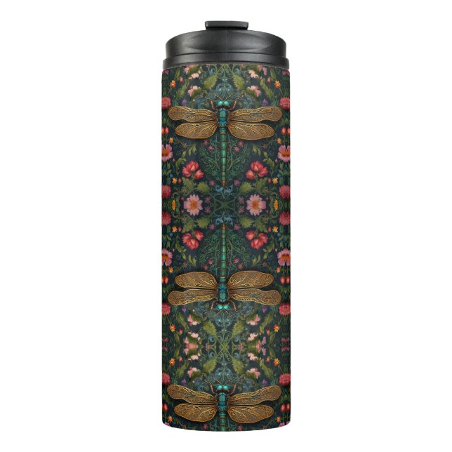 Elegant Vintage dragonfly boho botanical  Thermal Tumbler (Front)