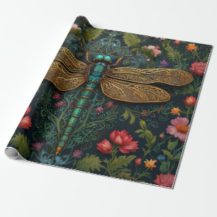 Elegant Vintage dragonfly boho botanical  Wrapping Paper