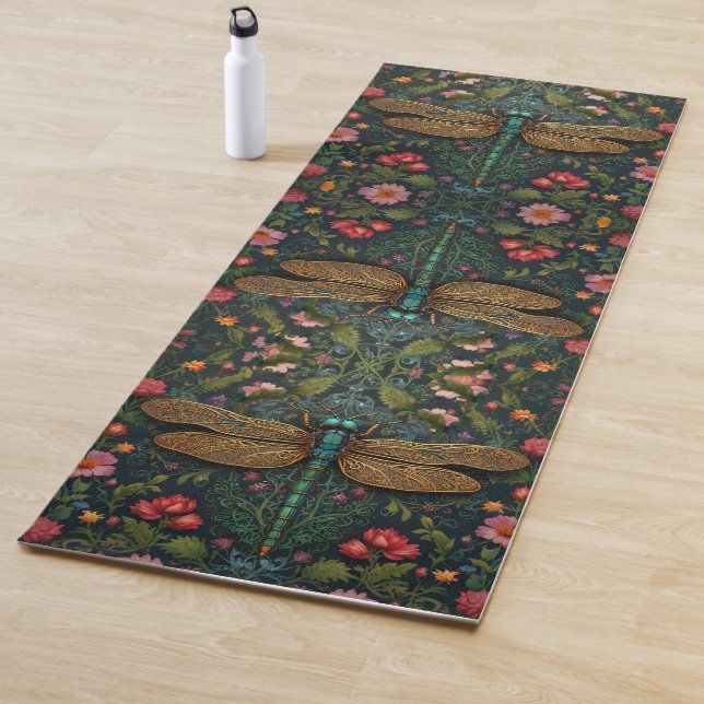 Elegant Vintage dragonfly boho botanical  Yoga Mat (In Situ)