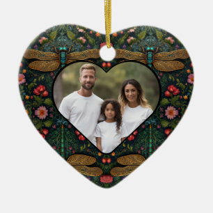 Elegant vintage dragonfly botanical ceramic tree decoration