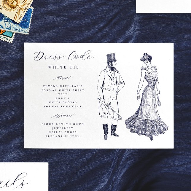Elegant Vintage Drawings Dress Code Wedding Enclosure Card (Elegant Vintage Drawings Dress Code Wedding Enclosure Card)