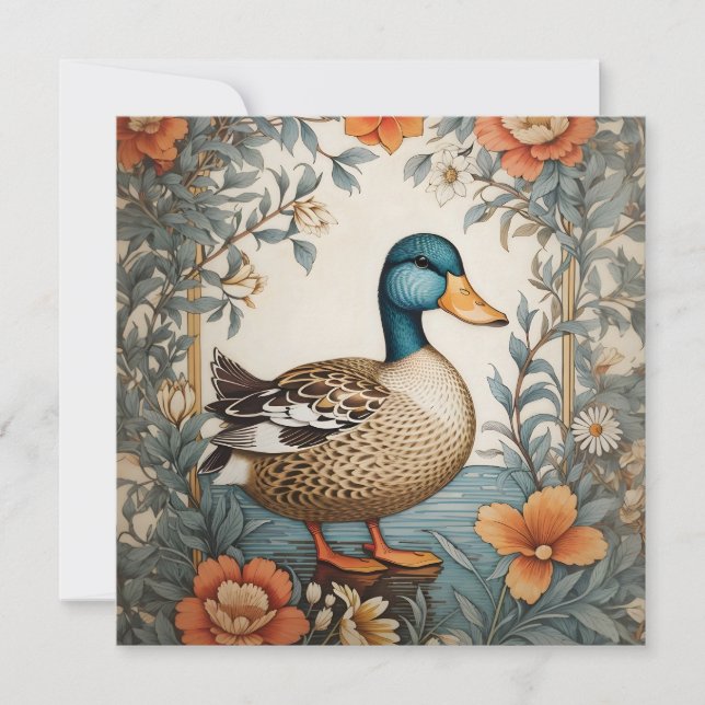 Elegant Vintage Duck Floral Design (Front)