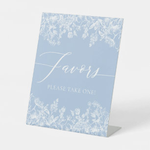 Elegant Vintage Dusty Blue Floral Favours Sign