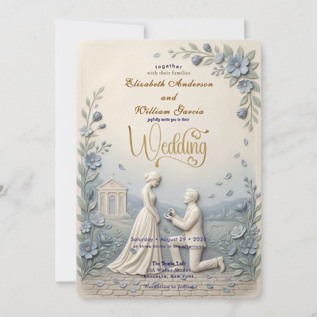 Elegant Vintage Effect Wedding Invitation (Front)