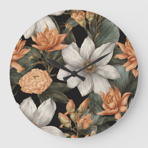 Elegant Vintage Egyptian Inspired Floral Pattern Large Clock