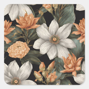 Elegant Vintage Egyptian Inspired Floral Pattern Square Sticker