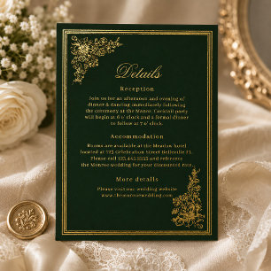 Elegant Vintage Emerald Regency Wedding RSVP Card