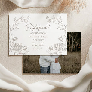 Elegant Vintage Engagement Party Photo Invitation