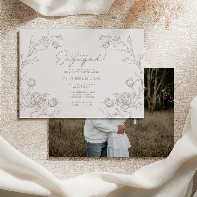 Elegant Vintage Engagement Party Photo Invitation (Creator Uploaded)