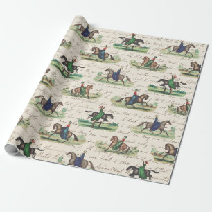 Elegant Vintage English Country Horse Lady Riders  Wrapping Paper