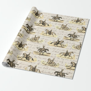 Elegant Vintage English Country Horse Lady Riders Wrapping Paper