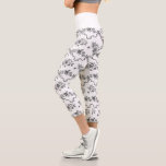 Elegant Vintage Engraved Black Roses and Ribbons Capri Leggings<br><div class="desc">Elegant and romantic black engraved vintage roses,  flowers,  vines,  leaves and butterflies with ribbons and bows intertwined on a white background. Waistband colour is customisable.</div>