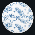 Elegant Vintage Engraved Blue Roses and Ribbons Ceramic Knob<br><div class="desc">Elegant and romantic blue engraved vintage roses,  flowers,  vines,  leaves and butterflies with ribbons and bows intertwined on a white background.</div>