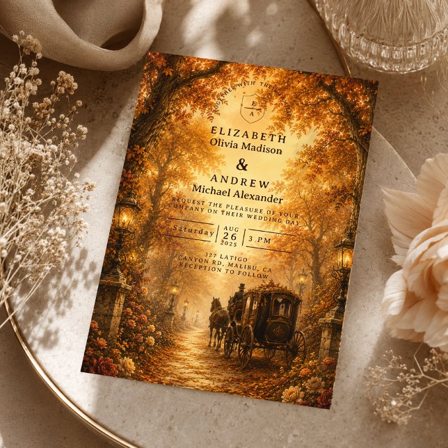 Elegant Vintage Fall Wedding Invitation (Creator Uploaded)