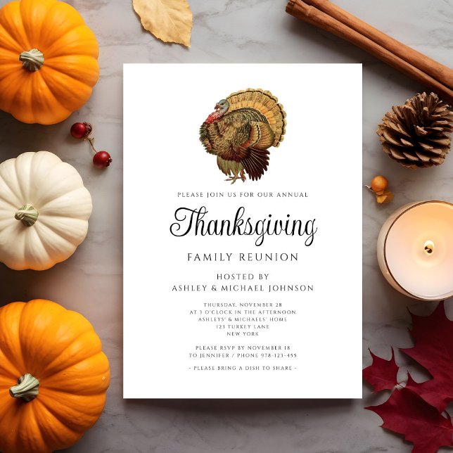 Elegant Vintage Family Reunion Thanksgiving Invitation (Elegant Vintage Family Reunion Thanksgiving Invitation)