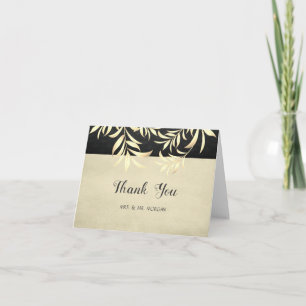 Elegant Vintage  Faux Gold Leaves Thank You Card