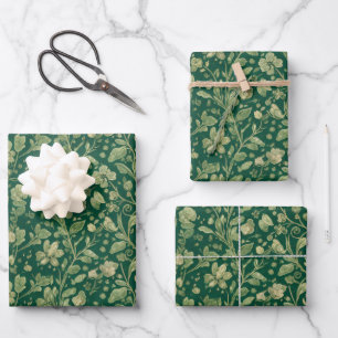 Elegant Vintage Flora Botanical Pattern Wrapping Paper Sheet