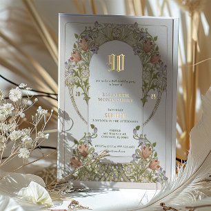Elegant Vintage Floral 90th Birthday Party Foil