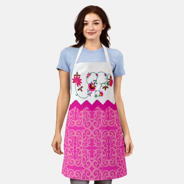 Elegant Vintage Floral Apron (Worn)