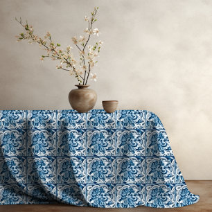 Elegant vintage floral aqua Blue yellow monogram Tablecloth