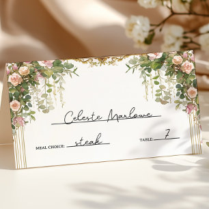 Elegant Vintage Floral Arch Garden Wedding  Place Card