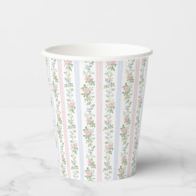 Elegant Vintage Floral Baby shower Paper Cups (Front)