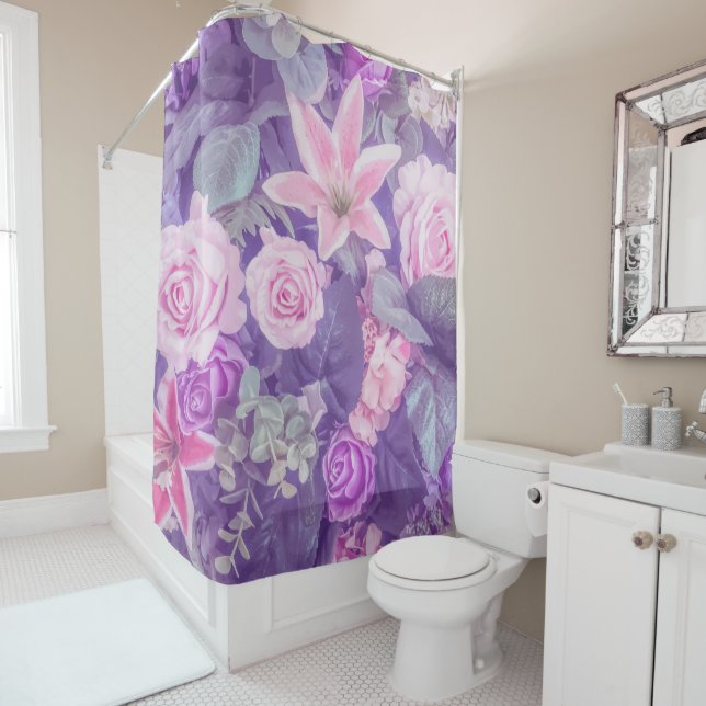 Elegant Vintage Floral Background | Shower Curtain (In Situ)