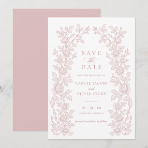 Elegant Vintage Floral Blush Pink Save the Date Invitation