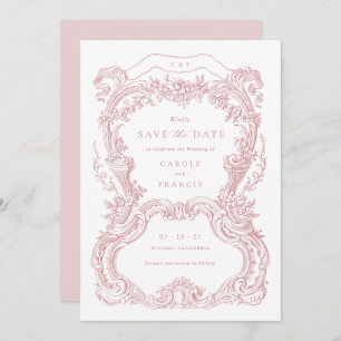 Elegant Vintage Floral Blush Toile Save the Date Invitation
