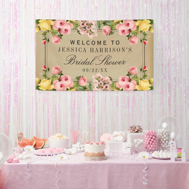 Elegant Vintage Floral Bridal Shower Banner (Party)
