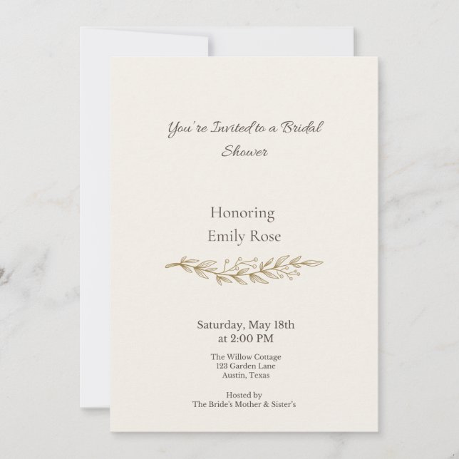 Elegant Vintage Floral Bridal Shower Invitation (Front)